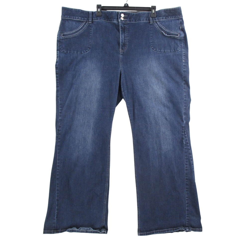Christopher & Banks Blue Bootcut Jeans Medium Wash Double Button Size 28